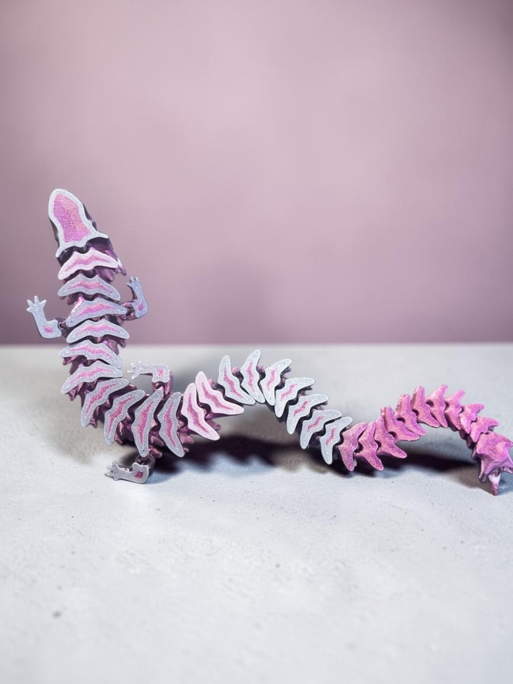 10” 3D Articulated Metallic Purple Pink and White Dragon - Picture 14 of 14